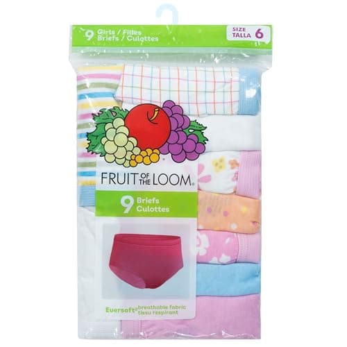 Fruit of the Loom Girls 100% Cotton Assorted Briefs, 9 Pack — view 5