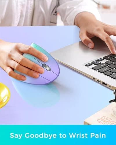 Lekvey Ergonomic Mouse, Vertical Wireless Mouse, Rechargeable 2.4G Optical Carpal Tunnel Mice: 800/1200 / 1600 DPI, 6 Buttons, for Laptop, PC, Mac, Computer, Desktop, Notebook etc, Green Purple — view 8