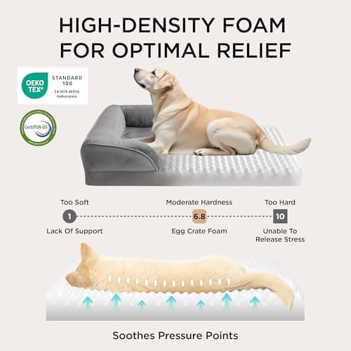 Bedsure Orthopedic Dog Beds Large Sized Dog - Washable Large Dog Cat Bed Waterproof, Comfort Dogs Couch Sofa with Washable Removable Cover, Pet Bed with Nonskid Bottom, Grey, 35" — view 2