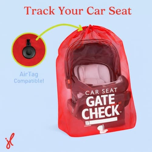 J.L. Childress Gate Check Travel Bag for Car Seats - Car Seat Travel Bag for Airplane, Fits All Baby & Infant Carriers, Airport Accessories for Gate Check, Flying Essentials, AirTag Compatible - Red — view 2