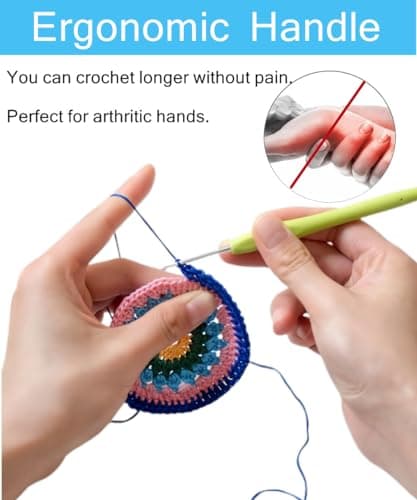 Crochet Hook Set,14 Sizes Crochet Hooks for Arthritic Hands,Crochet Hooks Ergonomic Soft Grip with Case,Crochet Needles(Size B-Size N) — view 3