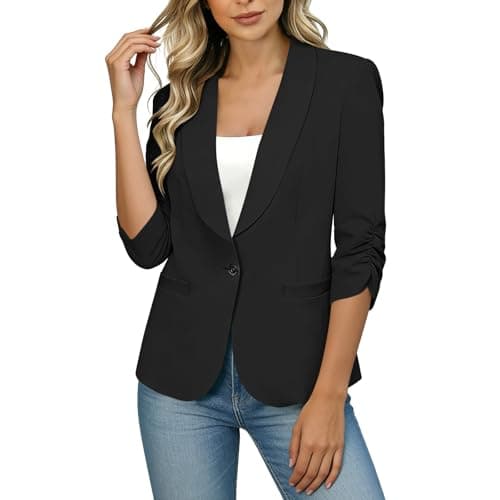 Black Blazer Women, Spring Blazers for Women Business Casual Lapel Collar Long Sleeve Open Front Work Office Suit Jackets Fall Light Outfits 2026 Black M — view 5