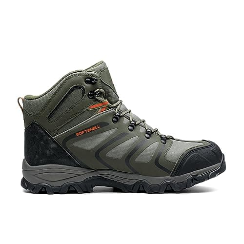 NORTIV 8 Men's Ankle High Waterproof Hiking Boots Outdoor Lightweight Shoes Backpacking Trekking Trails ARMADILLO,Size 10.5W,Army/Green/Black/Orange,160448_M-W — view 3