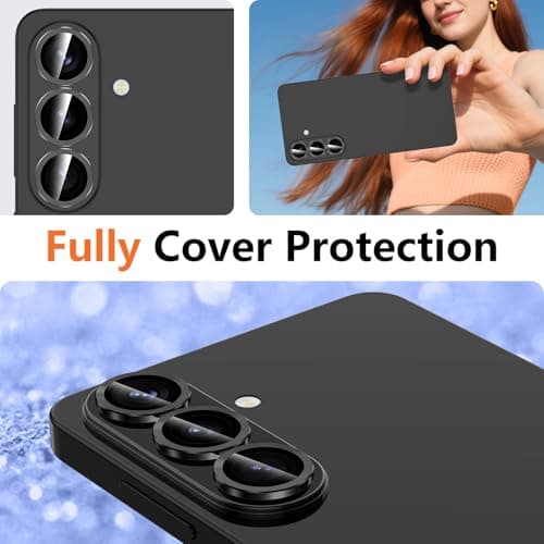 Avocase for Samsung Galaxy S26 Camera Lens Protector, Individual Metal Ring Tempered Glass Lens Cover, [Strong Adsorption] Scratch Resistant Ultra-Thin HD Clear Lens Cover, 1 Set-Black — view 7