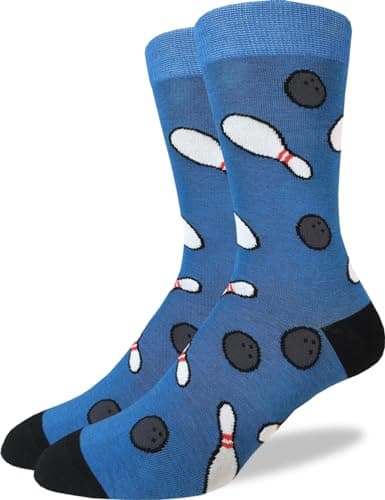 Good Luck Sock Men's Bowling Socks, Blue, Adult, Shoe Size 7-12