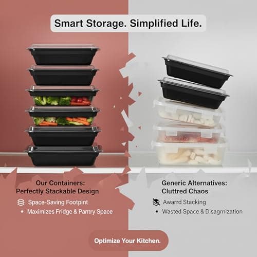 Voatree 60 Pack 20 oz Meal Prep Containers Reusable, Plastic Food Storage Container with Lids,Leakproof To Go Lunch Boxes, BPA-Free,Freezer, Microwave, Dishwasher Safe Take Out Containers — view 2