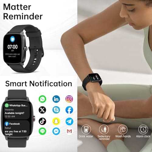 Smart Watch for Men Women, Bluetooth Call Smartwatch with AI Voice, 1.85" HD DIY Dial Fitness Watch, Heart Rate/SpO2/Steps/Sleep Monitor, 100+ Sports Modes, IP68 Waterproof Watch for Android iOS — view 2