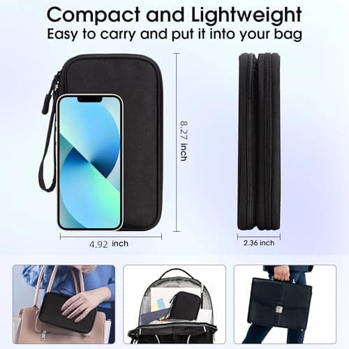 Arae Electronic Organizer, Travel Cable Organizer, Double Layers Portable Waterproof Pouch, Electronic Accessories Storage Case for Cable, Cord, Charger, Phone, Earphone (Black, M)