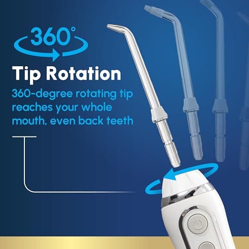 Waterpik Cordless Advanced 2.0 Water Flosser for Teeth, Gums, Braces, Dental Care with Travel Bag & 4 Tips, CDA Validated, Waterproof Rechargeable Handheld, White (1 Count) Gift for Men Women Mom Dad — view 5