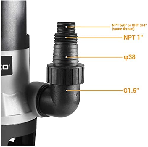 DEKO Sump Pump 1HP 3302GPH 750W Submersible Clean/Dirty Water Pump Swimming Pool Garden Tub Pond Flood Drain w/Float Switch and Long 16ft Cable — view 2