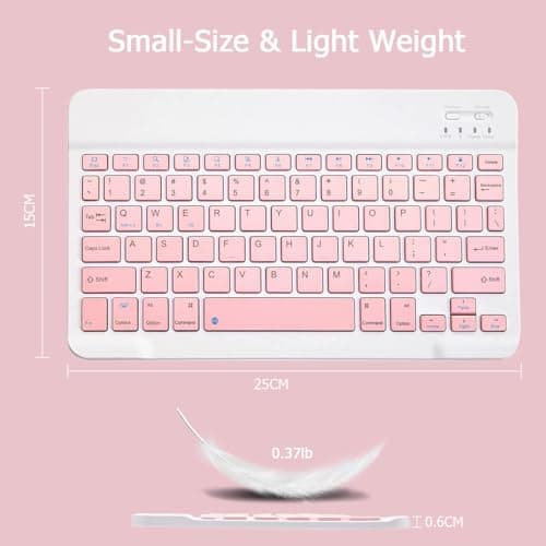 KUNSI Bluetooth Keyboard for iPad, Rechargeable Slim Portable Wireless Keyboard for iPad Tablets, Compatible for All iOS/Windows/Android System Devices-Pink — view 5