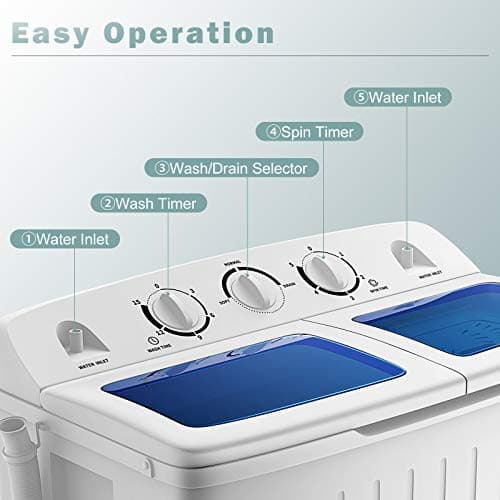 COSTWAY Portable Washing Machine, 12Lbs Washer and 8Lbs Spinner, Blue+White — view 5