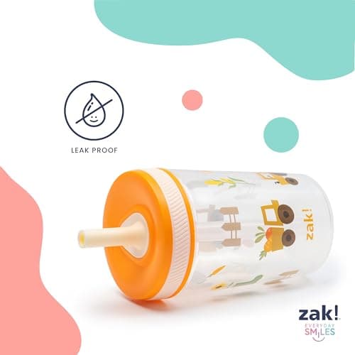 Zak Designs Kelso 15 oz Tumbler Set, (Unicorn) Non-BPA Leak-Proof Screw-On Lid with Straw Made of Durable Plastic and Silicone, Perfect Toddler Cup Bundle for Kids (2pc Set) — view 3