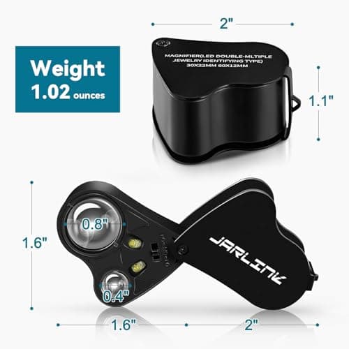 JARLINK 30X 60X Illuminated Magnifying Jewelers Loupe, Foldable Jewelry Magnifier with Bright LED Light for Gems, Jewelry, Coins, Stamps, etc — view 6
