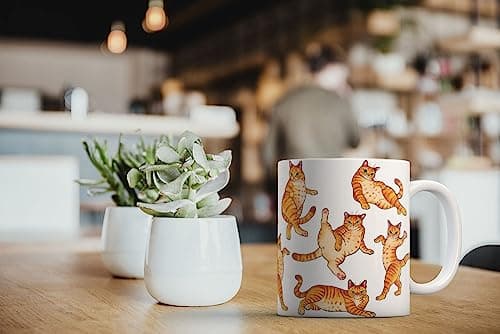 MUGBREW Orange Tabby Cat Funny Playful Postures Ceramic Coffee Mug Tea Cup, 11 OZ — view 5