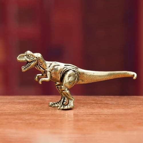 1PC Vintage Brass T-Rex Figurines, Solid Brass Dinosaur Mini Statues, Miniature Tyrannosaurus Rex Sculptures for Home Office Decor, Desktop Ornament, for Dinosaur Lovers & Collectors