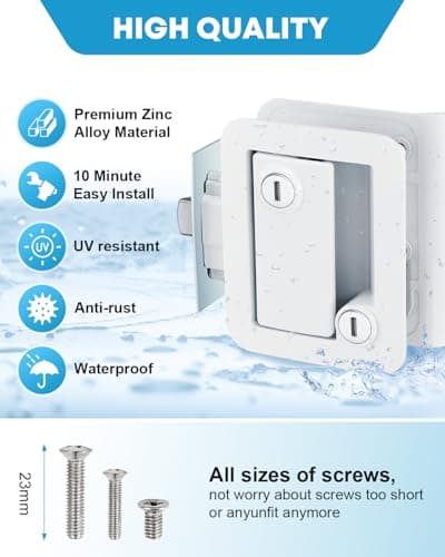 Kohree RV Entry Door Lock Latch Handle with Paddle Deadbolt, Polar White Enclosed Trailer Camper Door Latch with 4 Keys RV Door Lock Replacement -Universal Entrance Security Lock Kit — view 4