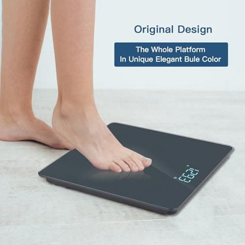Homebuds Digital Weight Scale, High Precision in 0.1lb by Our Professional Scale Factory Since 2001, Scale Body Weight LED Display and Step-On, 3*AAA Batteries Included, 400lb/182kg, Blue — view 3