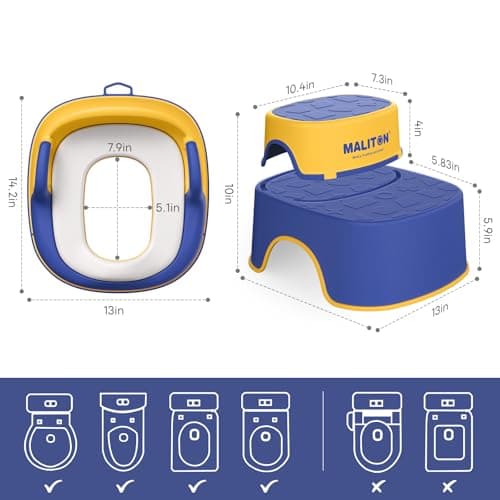 Maliton Potty Training Seat 2-in-1 with Step Stool & Anti-Slip Blue — view 5