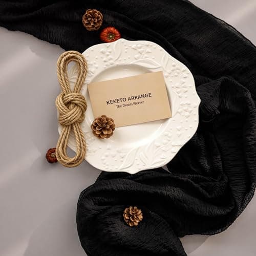 Keketoarrange Black Table Runner Cheesecloth Gauze Rustic Premium Cotton Cheese Cloth Table Decor 120 Inch 10 FT for Wedding Bridal Baby Shower Long Sheer Boho Summer Home Decorations — view 3