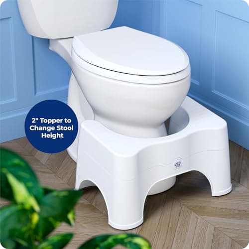 Squatty Potty The Original Bathroom Toilet Stool - Adjustable 2.0, Convertible to 7" or 9" Height with Removable Topper for Adults and Kids White — view 5