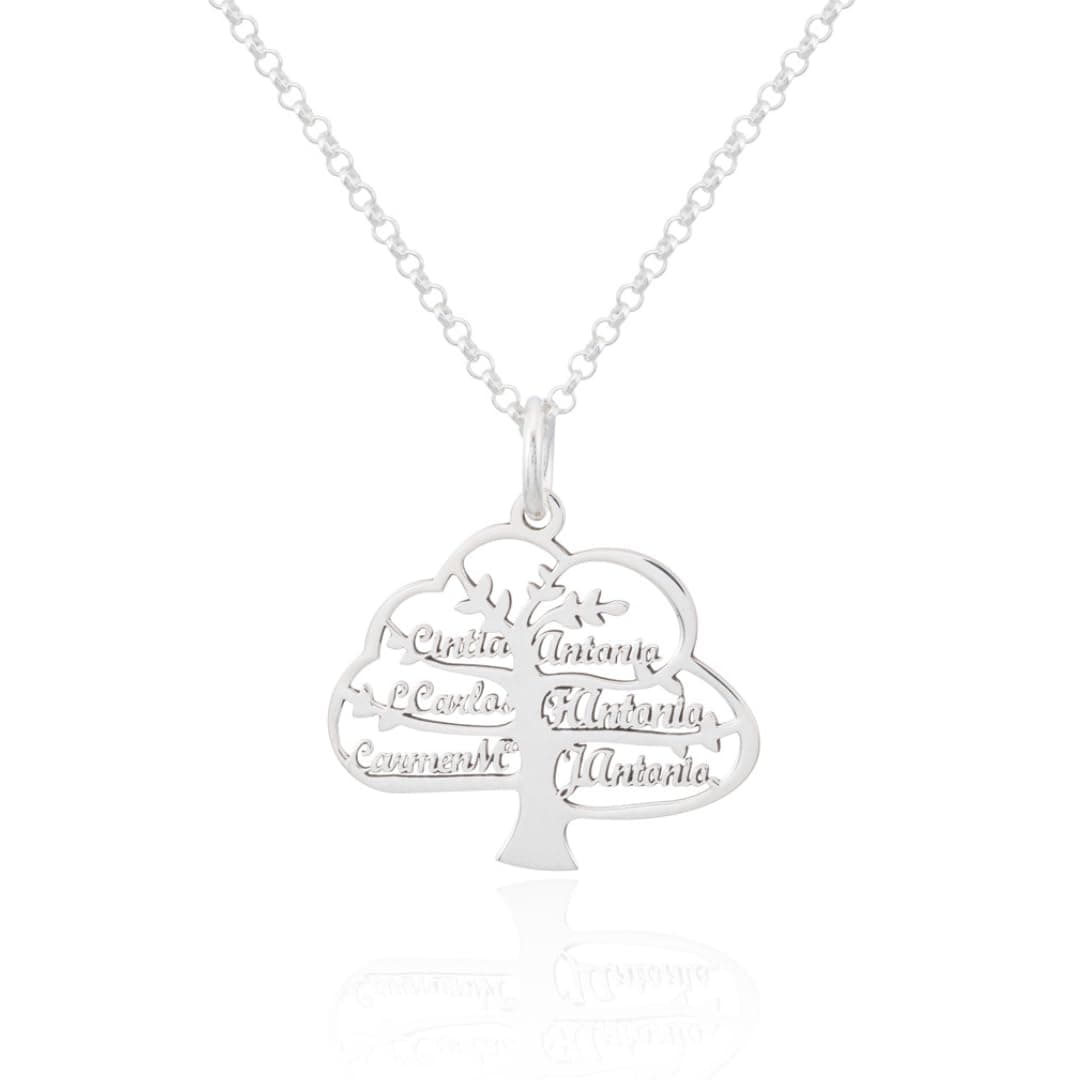 Collar Personalizable Árbol de la Vida con nombres para Mujer Personalizado, con cadena Rolo de 40cm + Alargador. Gargantilla ideal para regalar a madres o abuelas. (Corazón hasta 6 Nombres) — view 5