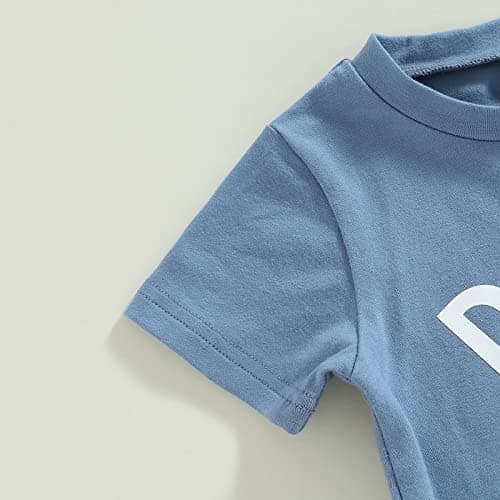 Baby Boy Fathers Day Outfit Toddler Daddy Dad Mamas Matching Summer Clothes Letters Short Sleeve T-shirt Shorts Set (B6 DAD Blue, 3-6 Months) — view 3
