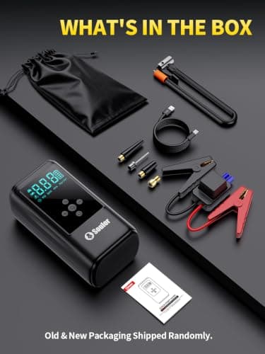 6000A Booster Pack Jump Starter with Air Compressor, Car Booster Battery Pack,10-in-1 Battery Power Pack 12V Jump Box with 160PSI Tire Inflator LED Light and Jumper Cables (10L Diesel All Cars) — view 7