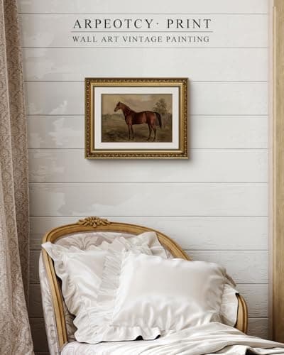 ARPEOTCY Vintage Gold Framed Horse Wall Art, Bedroom Bathroom Living Room Classic Horse Picture Wall Decor, Canvas Prints, Antique Picture Frame Rustic Paintings Home Farmhouse Decor, 11x14 Inch — view 7