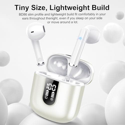 Wireless Earbuds, Bluetooth 5.3 Headphones HiFi Stereo, Mini in-Ear Bluetooth Earbuds, Wireless Earphones with 4 ENC Noise Cancelling Mic, IP7 Waterproof, LED Display, Touch Control Ear Buds, White — view 3