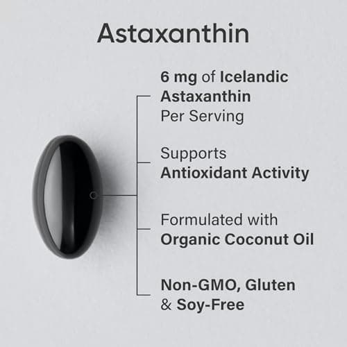 Sports Research® Astaxanthin Supplement from Algae - Softgels for Antioxidant Activity, Skin & Eye Health Support - Made with Coconut Oil, Non-GMO Verified & Gluten Free - 6mg, 120 Count — view 3