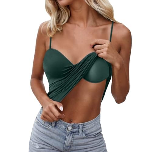 Womens Tank Top with Built in Bra Padded Sleeveless Workout Yoga Camisole Stretch Slim Fit Scoop Neck Casual Tops