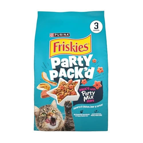 Purina Friskies Party Pack’d with Flavors of Chicken, Liver and Turkey Crunchy Dry Cat Food - 3 lb. Bag