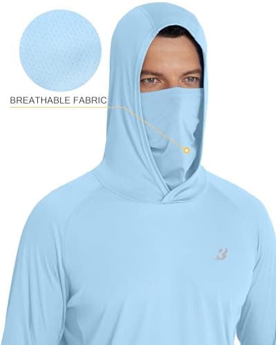 Roadbox UPF 50+ Sun Hoodie Men, Long Sleeve UV Protection Fishing Shirts with Mask, Lightweight Rash Guard for Hiking Outdoor — view 3
