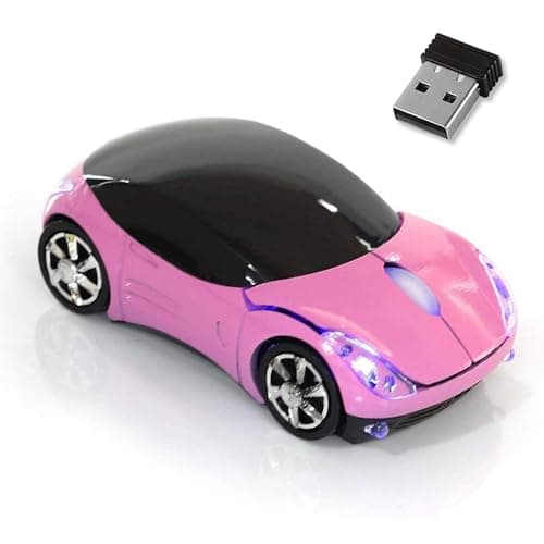 HUGJEPTTY Pink Wireless Mouse，1600DPI 2.4G with USB Reciver Car Mouse for Computer Wireless Computer Mouse Wireless USB Wireless Mouse for Laptop Computer Tablet for Windows for Mac OS（Pink）