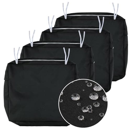 NettyPro Outdoor Cushion Slipcovers Waterproof 4 Pack Patio Chair Seat Cushion Covers with Zipper and Tie, 24 x 22 x 4 Inch, Replacement Cover Only, Black