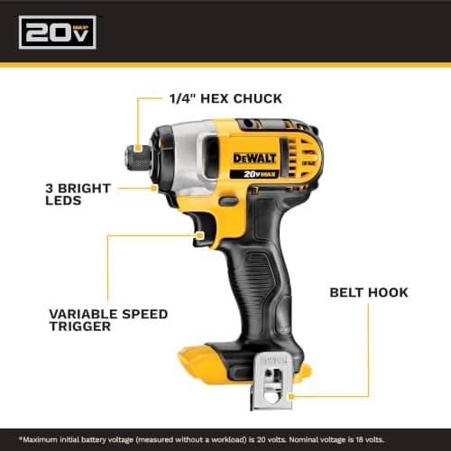 DEWALT 20V MAX Cordless Drill and Impact Driver, Power Tool Combo Kit , Includes 2 Batteries, Charger and Bag (DCK240C2) — view 3