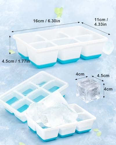 3 Pack Large Ice Cube Tray with Lid, Easy Release Freezer Molds-Blue