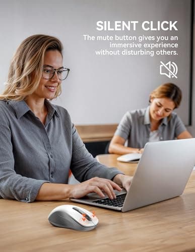 TECKNET Bluetooth Mouse, [ USB + BT1 + BT2 ] Wireless Mouse for Laptop, Silent Click, Ergonomic Design, 4800 DPI Computer Mice Wireless, Dual Mode for Laptop, Computer, iPad, MacBook — view 2