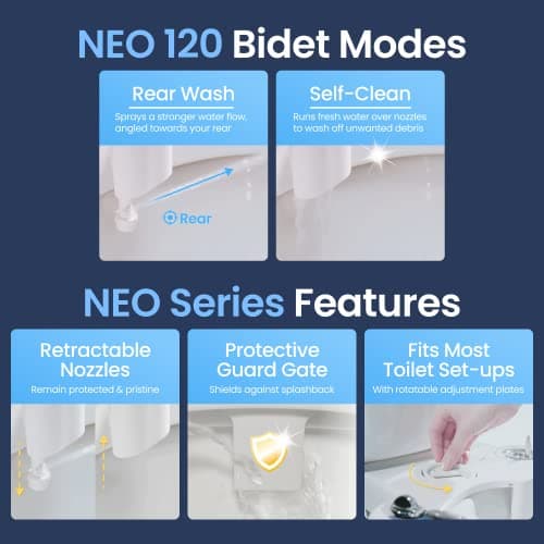 LUXE Bidet NEO 120 - Single Nozzle, Self-Cleaning, Non-Electric Bidet Attachment for Toilet Seat, Adjustable Water Pressure, Rear Wash (White) — view 2