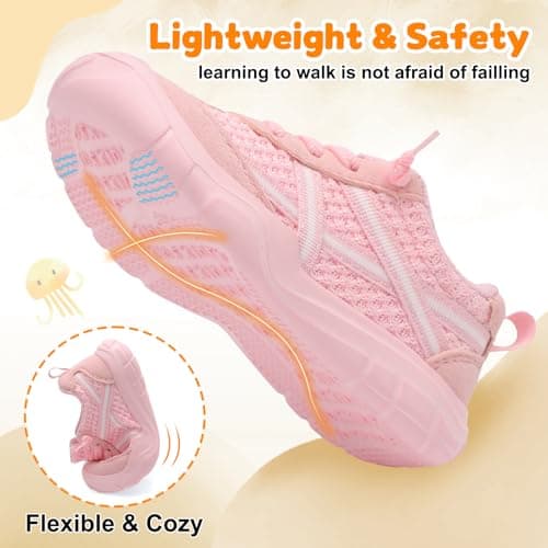 Besroad Sneakers for Boys Girls Kids Barefoot Running Walking Shoes Wide Toe Slip On Sneakers Breathable Lightweight Fashion Casual Tennis Shoes Pink 7 Toddler — view 6