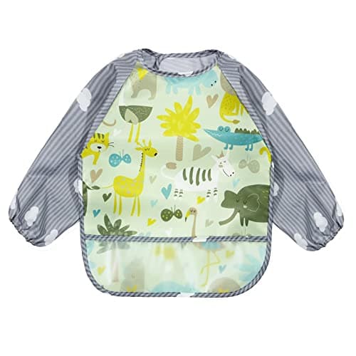PandaEar (3 Pack) Long Sleeve Bibs| Baby Feeding Bib Smock Bibs| Baby Bibs with sleeves for Baby Infant Toddler 6-36 Months — view 3