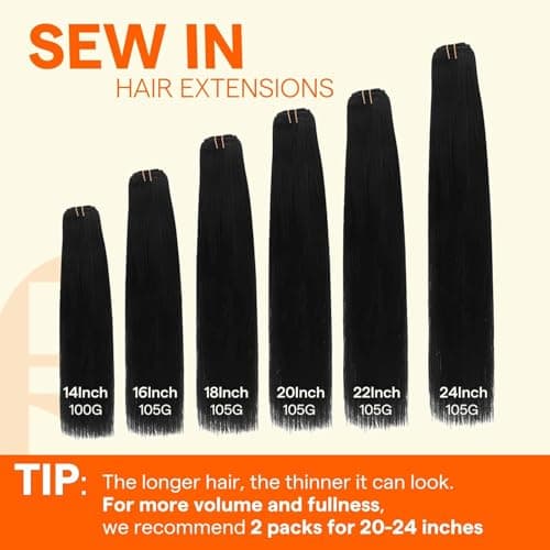 Full Shine Sew in Hair Extensions Real Human Hair 22 Inch Weft Extensions Color 2 Dark Brown Double Weft Full Head Straight Human Hair 105 Grams Hair Extensions Sew in Bundles Straight Hair — view 5