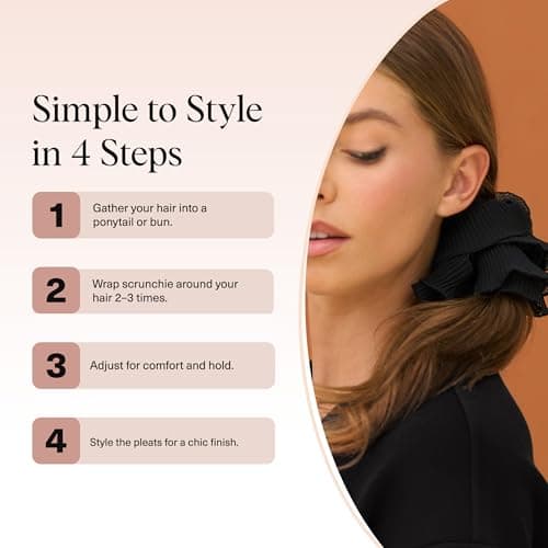Kitsch Pleated Scrunchie for Women - No Crease Hair Ties No Damage, Stylish and Comfortable Fabric Ponytail Holders for Everyday Hairstyles - Ideal Gifts for Women - 1pc — view 6