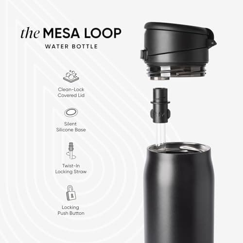 Simple Modern Mesa Loop Water Bottle with Straw | 30oz Cup Holder Friendly Insulated Stainless Steel Bottles for Travel, Sports and School | Seaside Stripes — view 2