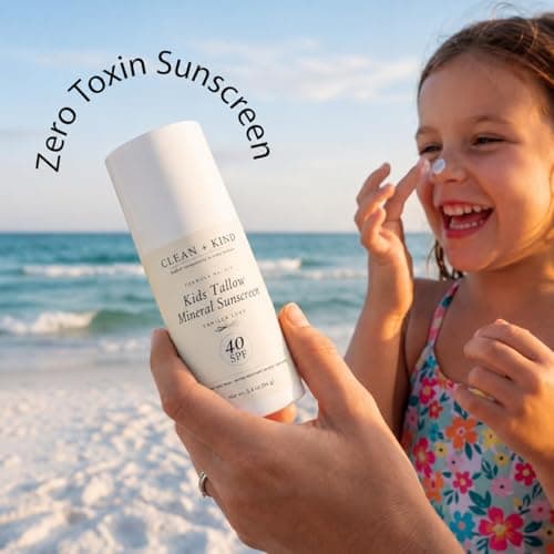 Clean + Kind Kids Sunscreen Mineral SPF 40 Vanilla — Non Toxic Baby & Toddler Sunblock with Non-Nano Zinc Oxide, Grass-Fed Tallow, Natural Reef-Safe Sun Lotion, No White Cast for Sensitive Skin — view 4