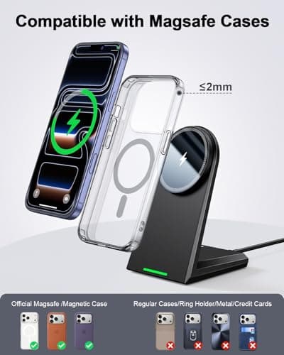 NANAMI Magnetic Wireless Charger with 30W Adapter, 25W Fast Charging Stand for iPhone 17 16 15 14 13 12, Magnetic Phone Charger for Desk & Nightstand — view 3