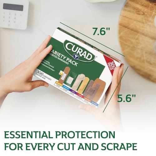 CURAD Assorted Bandages Variety Pack, 300 Count, 6 Styles Including Antibacterial, Waterproof, Sheer, Plastic, Heavy Duty & Flex-Fabric, Protects Scrapes, Cuts & Burns, Latex-Free — view 5