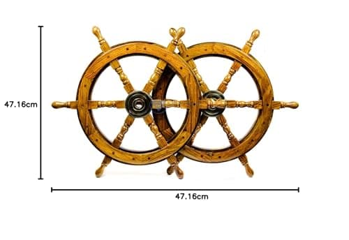 Nagina International Nautical Handcrafted Wooden Ship Wheel - Home Wall Decor (24 Inches, Natural Wood) — view 9