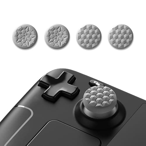 PlayVital Thumb Grip Caps for Steam Deck LCD & OLED, Silicone Thumbsticks Grips Joystick Caps for Steam Deck Accessories - Diamond Grain & Crack Bomb Design Cool Gray